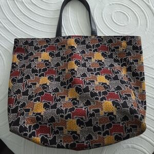Jim Thompson Black Multi-Color Elephant Print Tote Bag